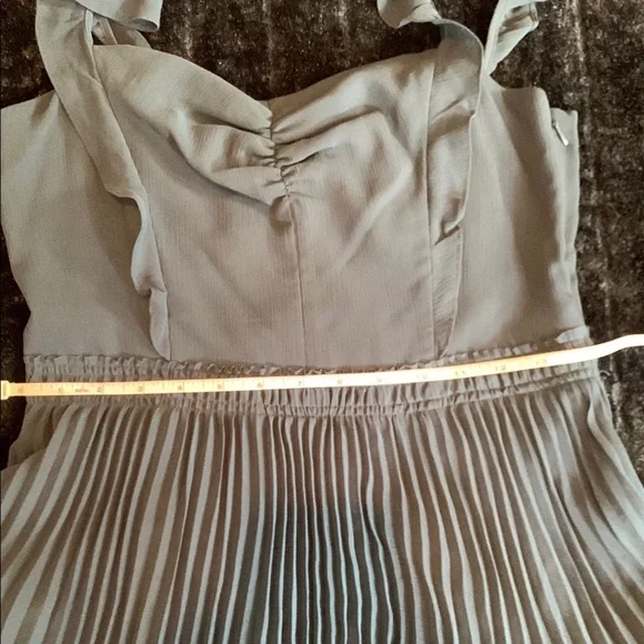 Club Monaco Navy Romantic Pleated Flounce Ruffle Sleeves Midi Dress Size 6 - Picture 13 of 16